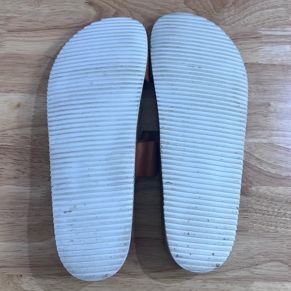 Jour Ferie Paris Flat Sandals Mens EU 45 Brown Slides Leather - Picture 3 of 9